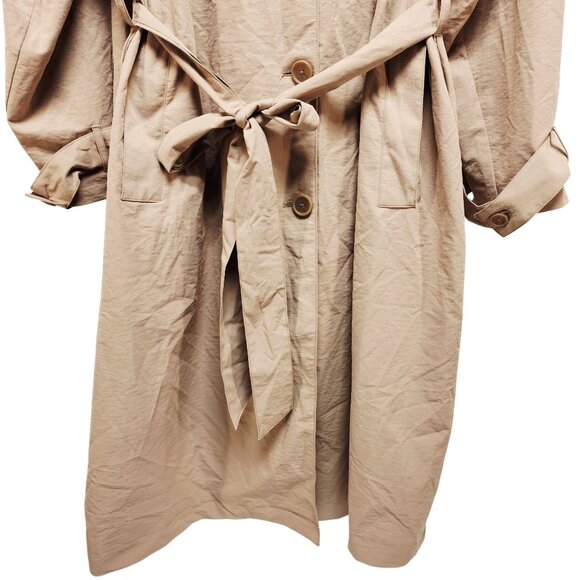 Ava & Viv Womens Tan Belted Trench Coat Size 2X Lightweight Long Sleeve - Picture 3 of 7